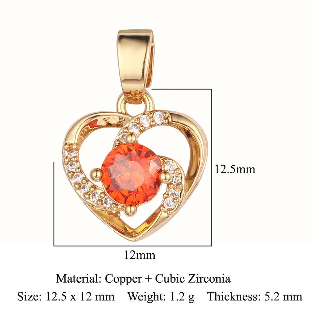 Heart-shaped wings square round zircon pendant.