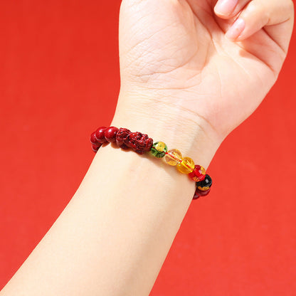 Five-way God of Wealth purple sand Pixiu bracelet.