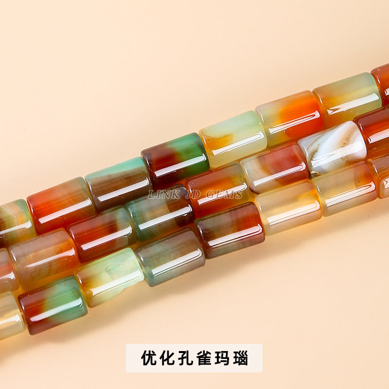 8 * 12Mm striped agate cylindrical tubular loose beads