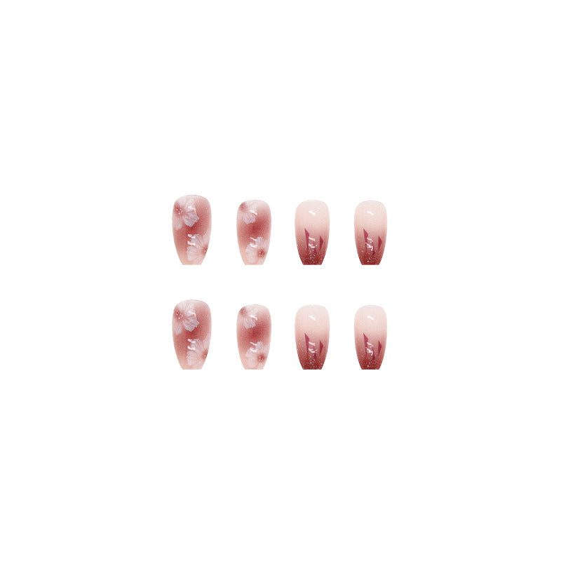 Gradient Translucent Camellia Wearable Nail Tips