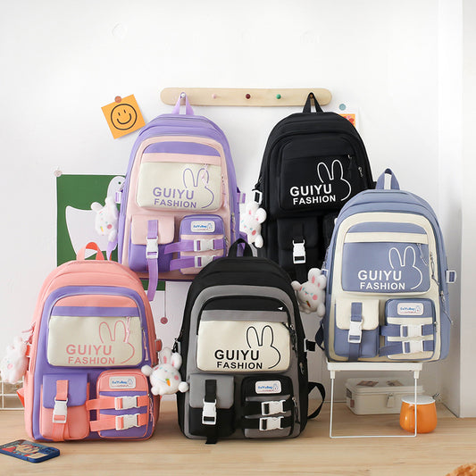 5-piece school bag Oxford cloth backpack handbag