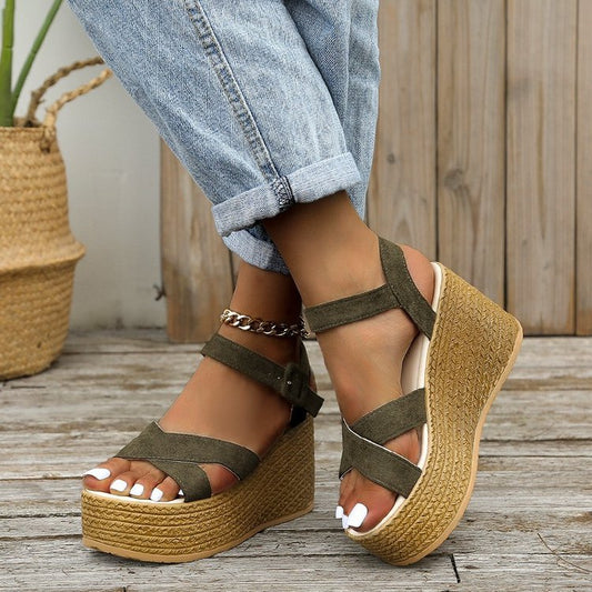 New muffin platform sandals