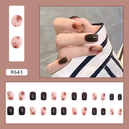 Light Brown Cat Eye Amber Nails