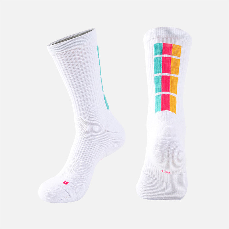 Mid-Length Basketball Socks Gradient Color Thick