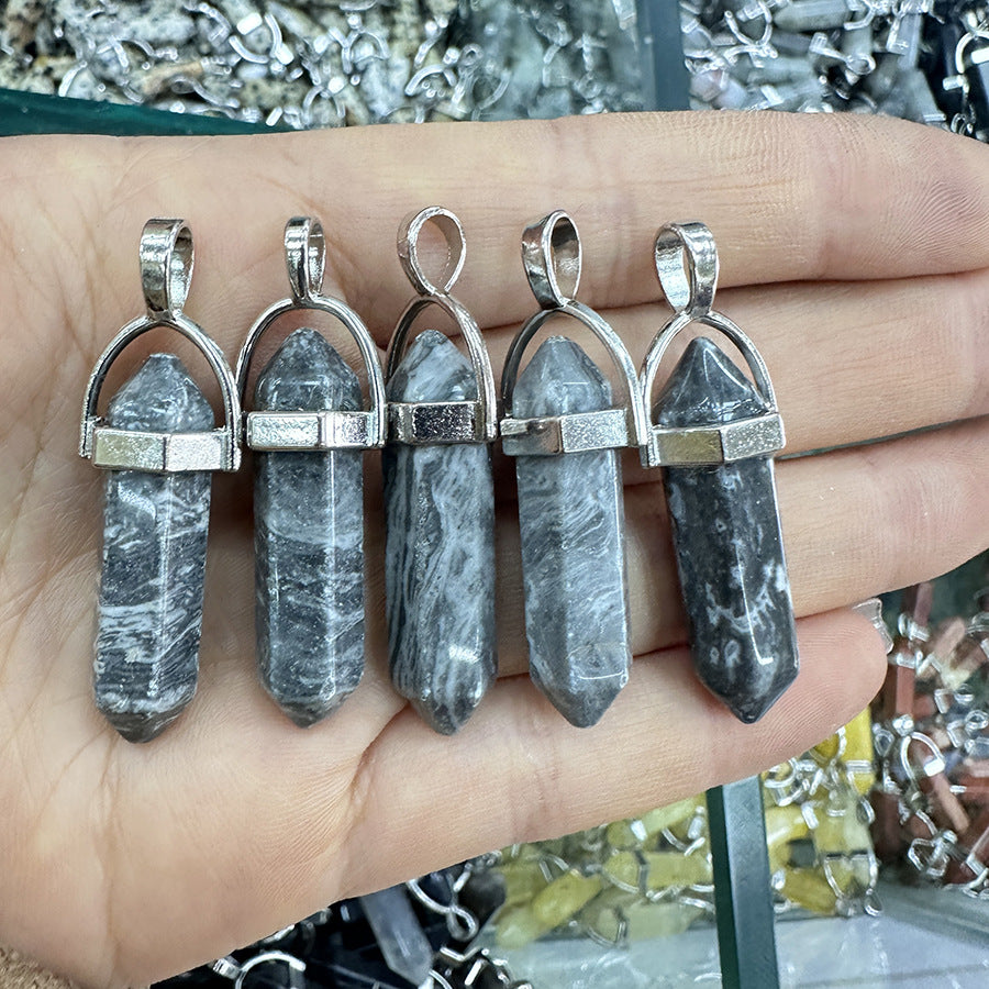 Natural Stone Hexagonal Column Hexagonal Cone Pendant