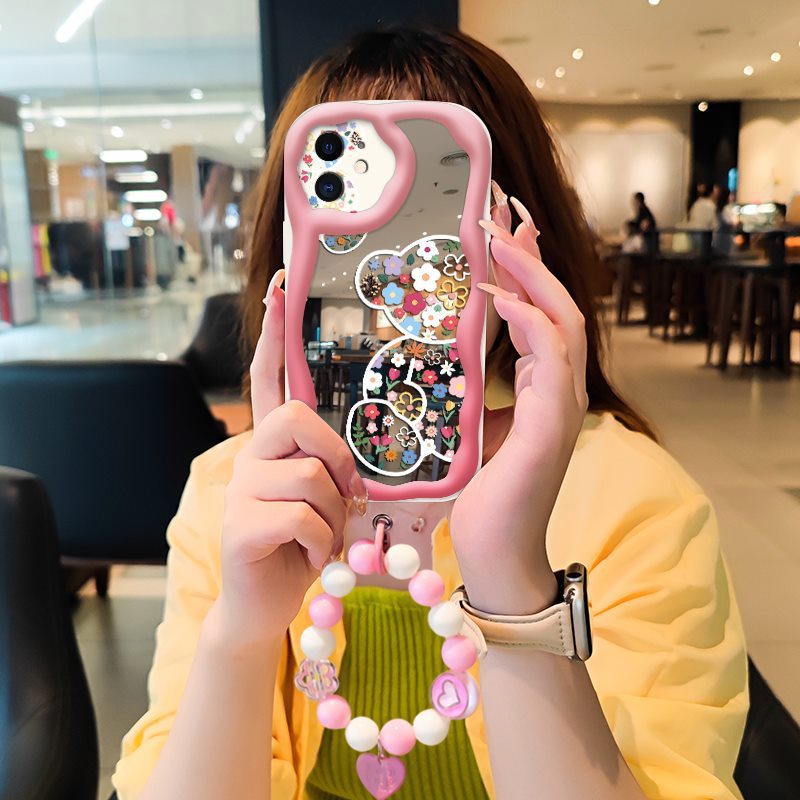 iPhone 12 Makeup Mirror Liquid Silicone Tulip Case