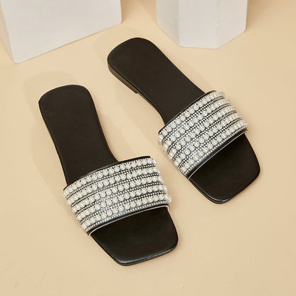 Pearl Rhinestone Slippers