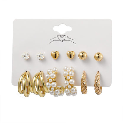 Metal twist earrings set 6 pairs