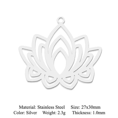 5 pcs/pack Lotus titanium steel pendant yoga pendant