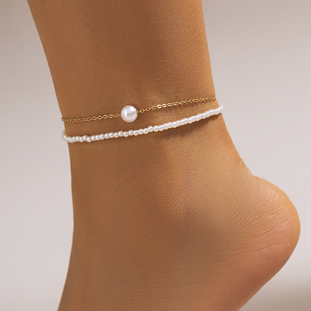 Metal versatile rice bead anklet