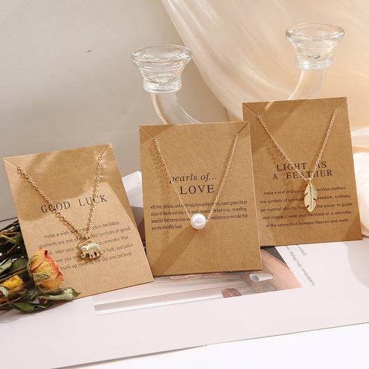 Letter Paper Card Butterfly Cat Alloy Necklace