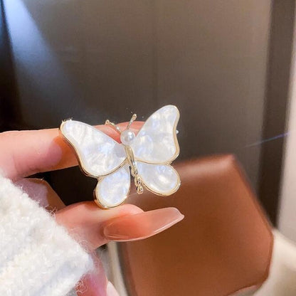 White Pearl Butterfly Brooch