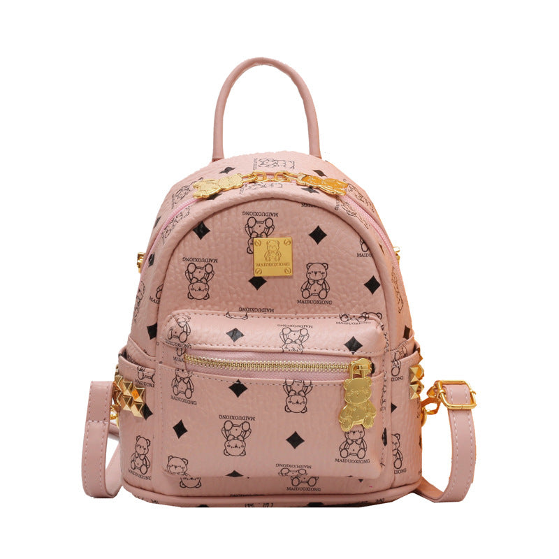 Fashion college student Korean version soft leather backpack