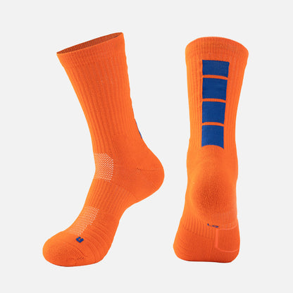 Adult Mid-Calf Gradient Basketball Socks Thick Sports Socks