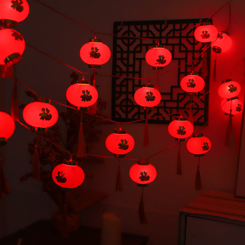 Solar LED Red Lantern Light String Decorative Lights