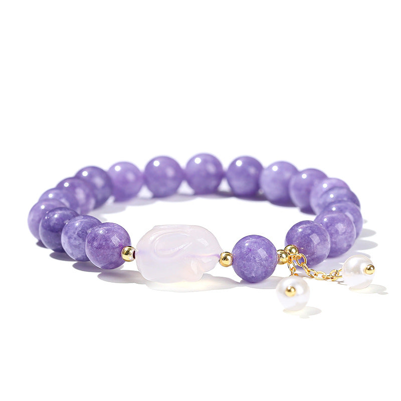 Imitation purple dragon crystal chalcedony round ball bracelet.