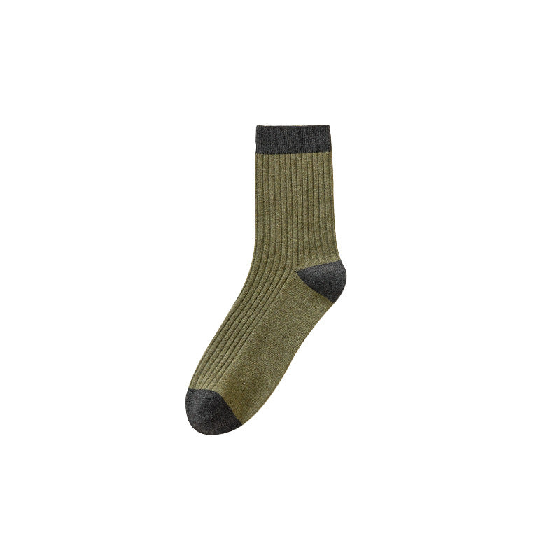 Men¡¯s Solid Cotton Mid-Calf Socks Fall/Winter Business Thick Anti-Odor