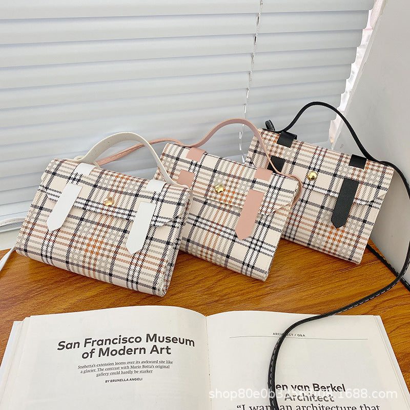 Korean version of portable plaid women's bag