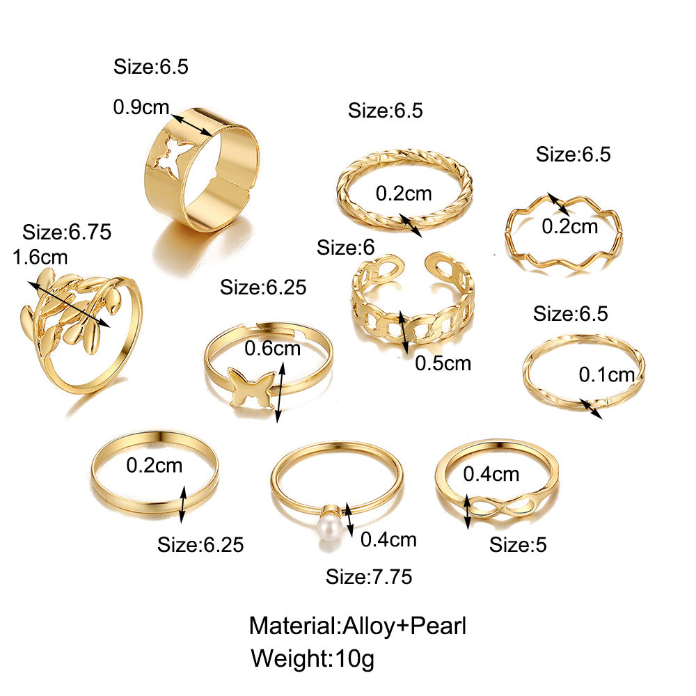 Niche Butterfly Ring 10-piece Set