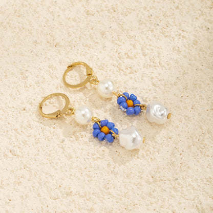 Imitation pearl flower earrings