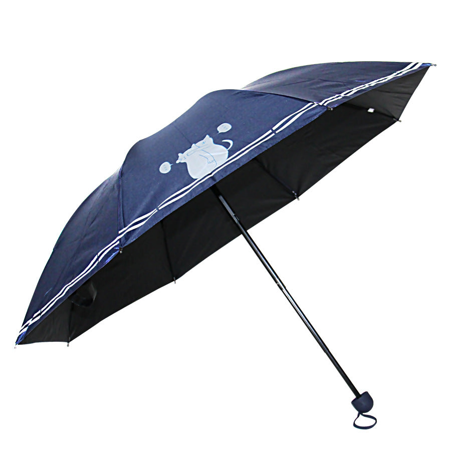 Cat Design 3-Fold Umbrella UV Protection Umbrella