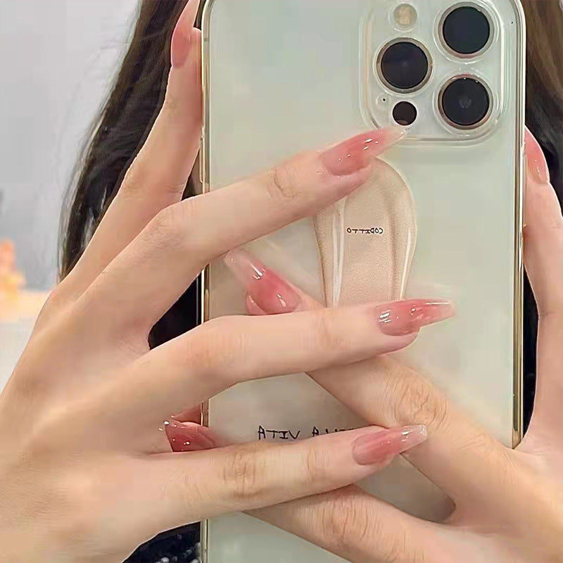 Long Pink Blush Removable Fake Nail Stickers