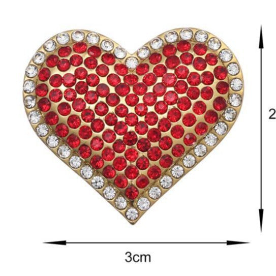 Red Rhinestone Love Brooch Female