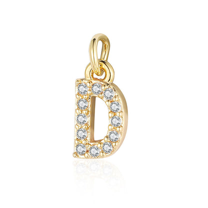 Copper zircon yellow gold letter pendant.