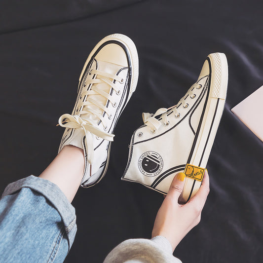 women's ulzzang retro high top canvas shoes