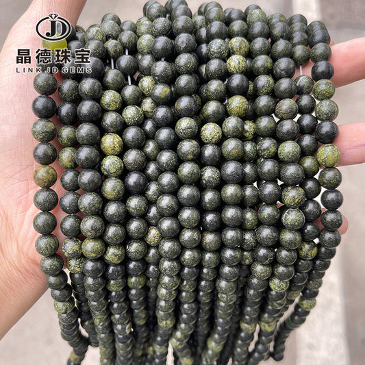 Natural medicine king stone loose beads green edge stone round beads