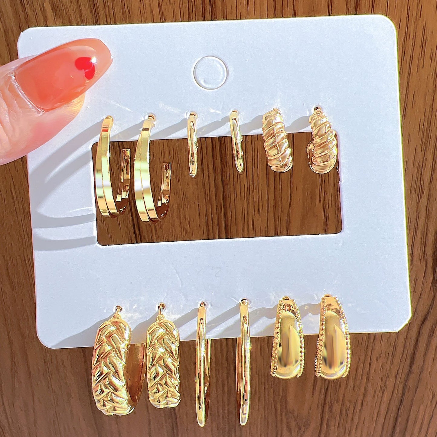 Ancient gold set of 6 earrings set exaggerated