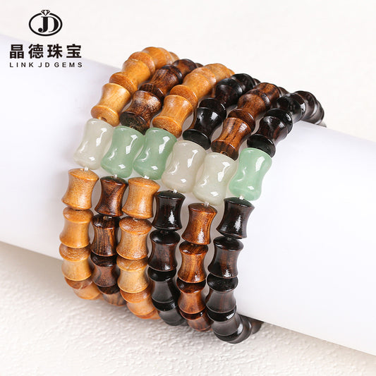 Ebony bamboo bead bracelet wooden