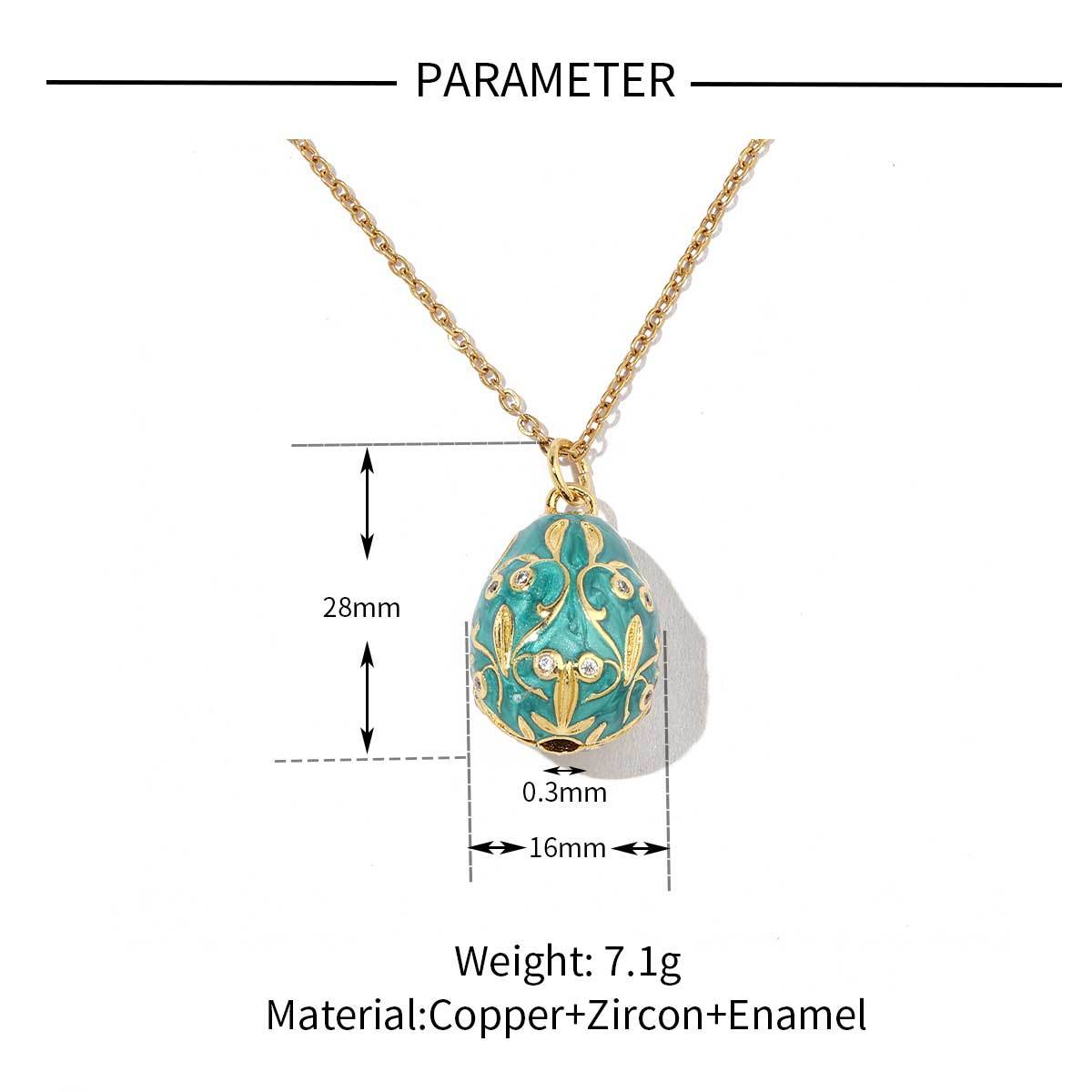 18K real gold color-preserving copper zircon Easter necklace pendant.