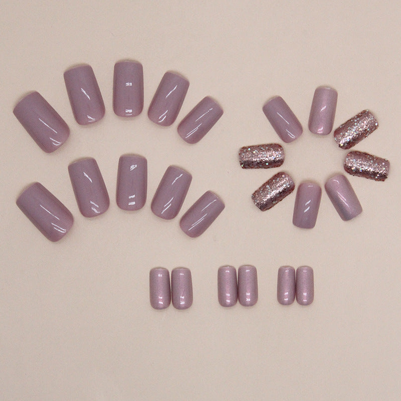 Sparkling Aurora Square Fake Nails 24 Pieces