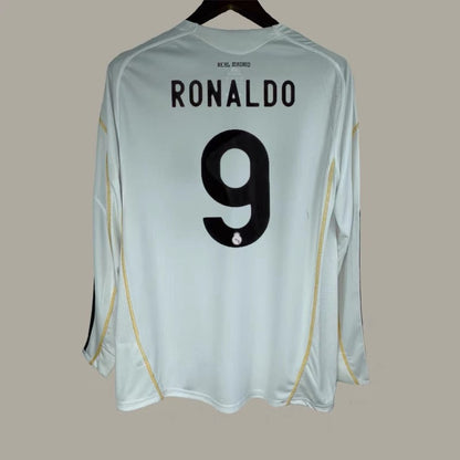 09-10 Real Madrid Retro Kak¨¢ Alonso Ronaldo Guti Home Long Short Sleeve Jersey