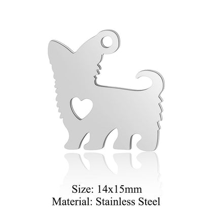 5Pcs/bag Cat Elephant Titanium Steel Pendant Dog Paws