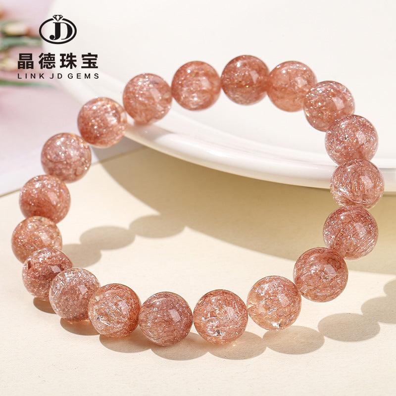 Crystal optimized copper super seven round bead bracelet