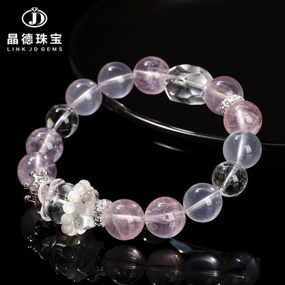 Natural moissanite quartz white crystal mixed bracelet