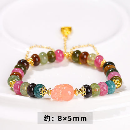 Imitation Tourmaline Chalcedony Abacus Bead Bracelet