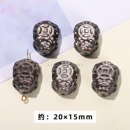 Wholesale of natural silver obsidian carving pendants