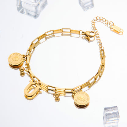 Queen coin bracelet 26 letters