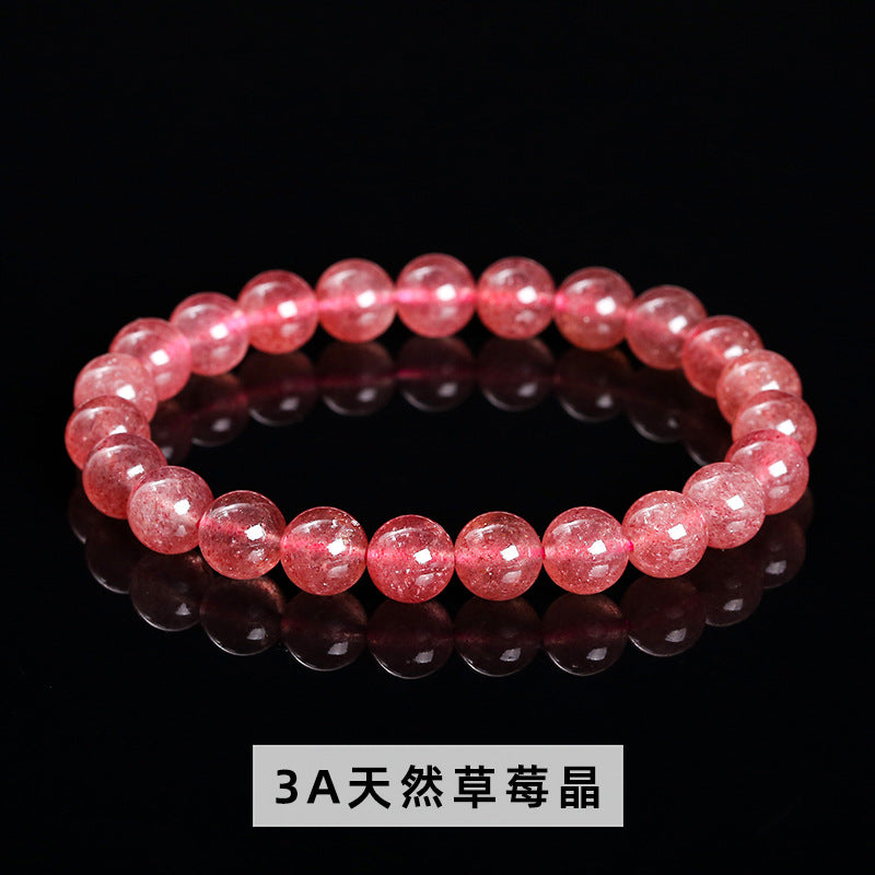 3A natural strawberry crystal round beads loose beads