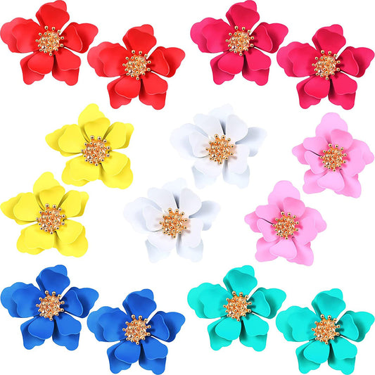 Multi-layer petal flower stud earrings