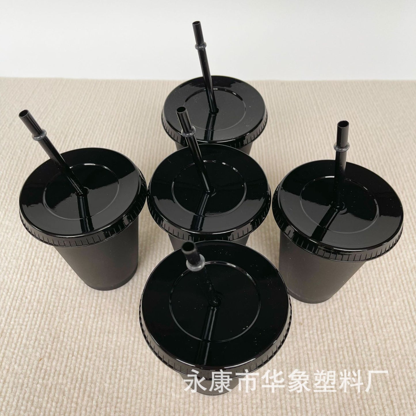 475Ml black straw coffee cup