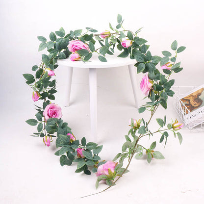 Rose vine artificial flower wall plastic artificial green plant wall hanging