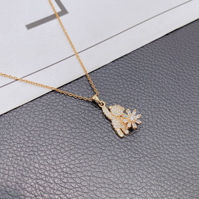 Star Picking Bear Necklace