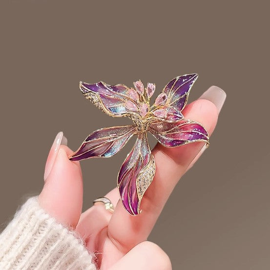 French Iris Brooch