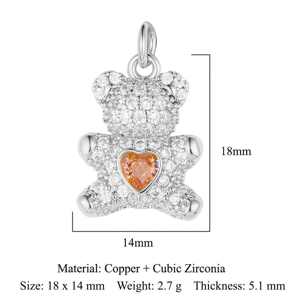 Love bear owl copper zircon pendant.