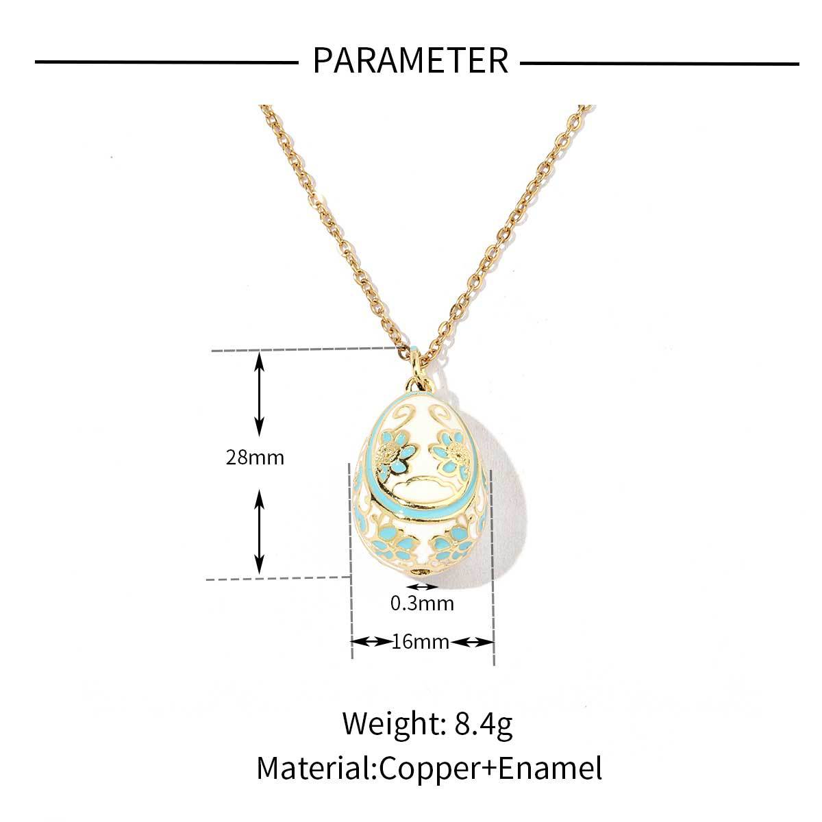 18K real gold color-preserving copper zircon Easter necklace pendant.