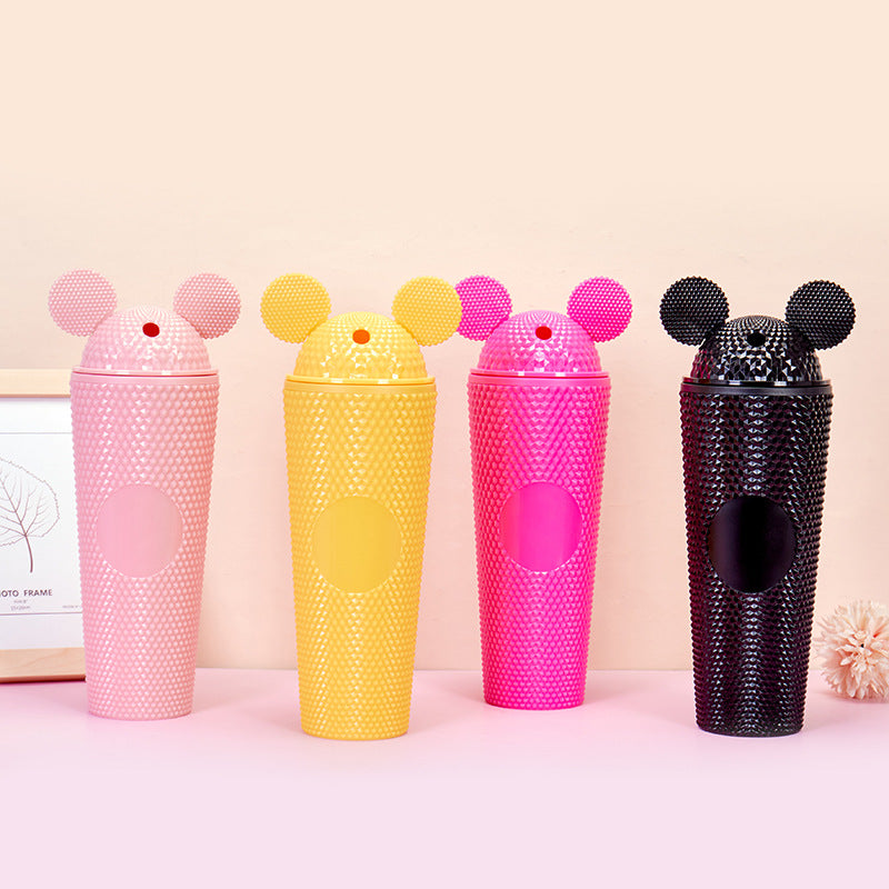 Mickey Durian Cup Diamond Plastic Straw Cup